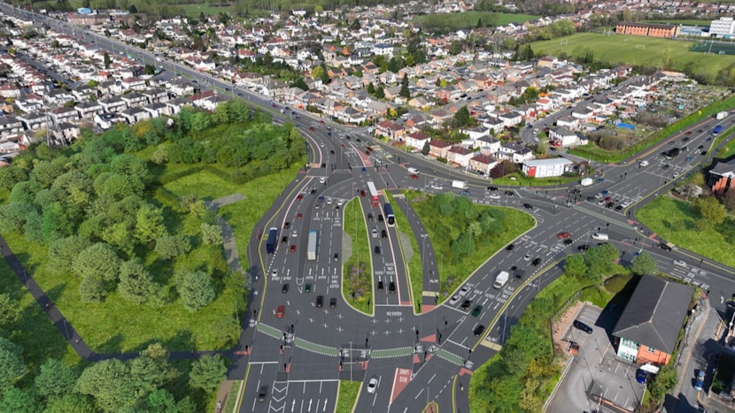 New visuals reveal future look of transformed Dawsons Corner junction: Dawsons Corner aerial visualisation after change