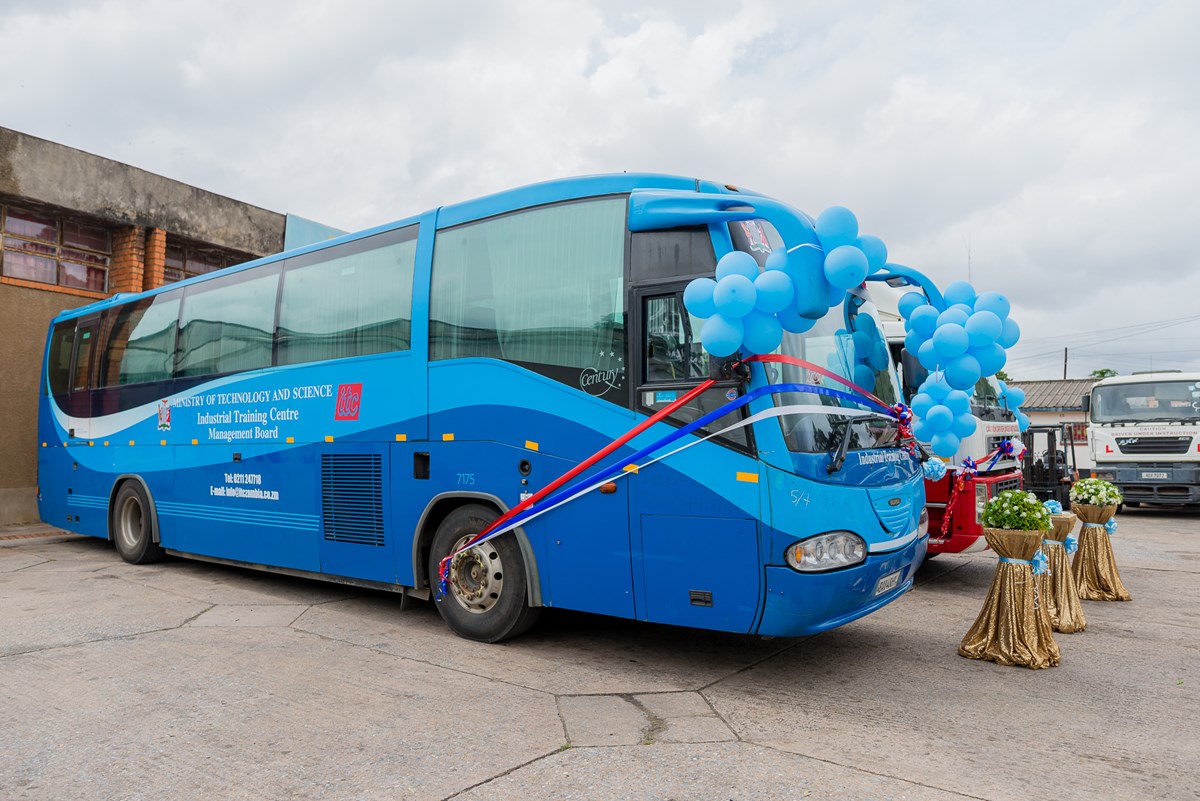 Southern Vectis bus at the Lusaka Industrial Training Centre in Zambia