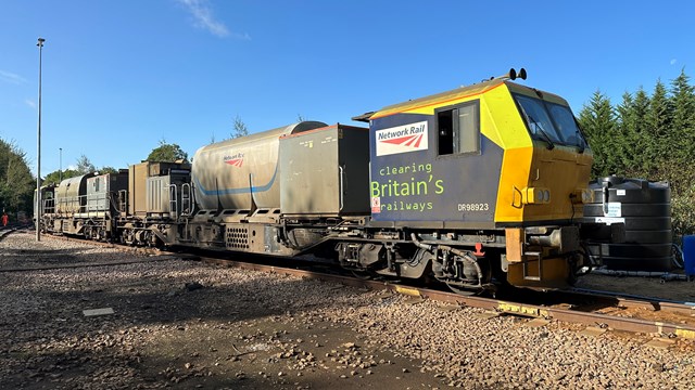 One of 19 trains known as Windhoff Multipurpose Vehicles (MPVs) Network Rail's Southern region uses to keep the railway free from leaves, snow & ice