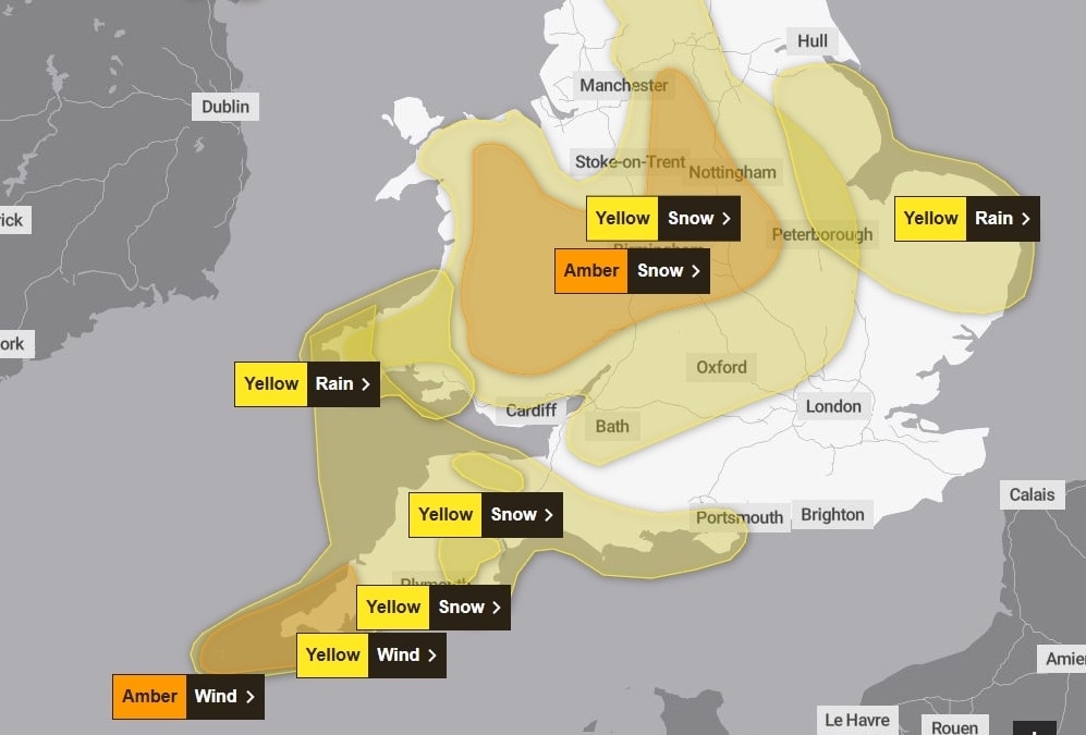 Amber snow warning Wales Storm Goretti - credit Met Office