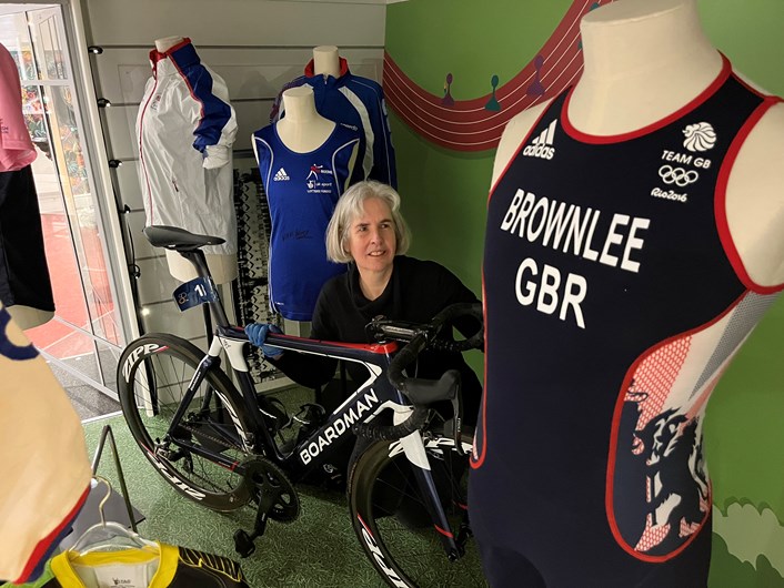 All to Play For: Kitty Ross, Leeds Museums and Galleries' curator of social history, with a glove and kit worn by Leeds-born double Olympic boxing champion Nicola Adams and a bike and kit worn by Alistair Brownlee, the only athlete to hold two Olympic triathlon titles.