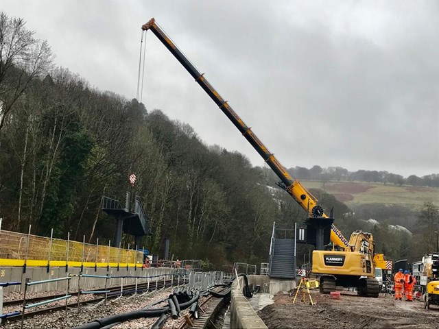 Llanhilleth crane lifting stairs wide