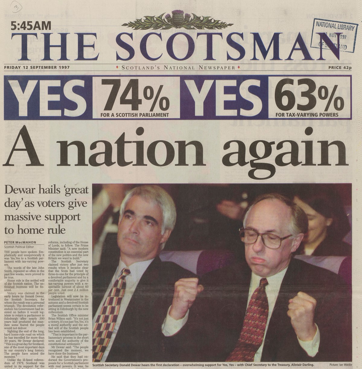 Scotland votes for devolution