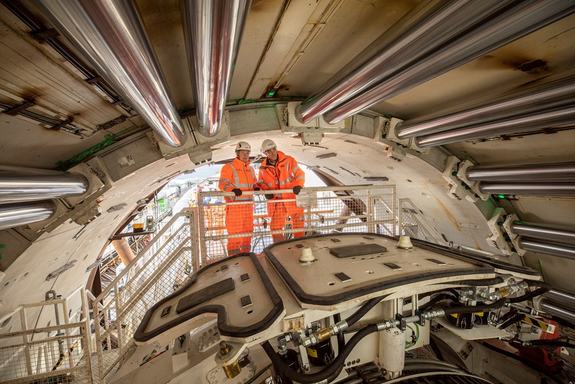 TBM Caroline starts her 5 mile journey under London-8: L-R, Mike Lyons, Civils Delivery Director, HS2 Ltd, Michael Greiner, Head of Tunneling, Skanska Costain STRABAG JV