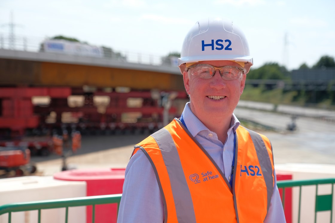 Mark Thurston at the M42 first bridge installation August 2020: M42, bridge installation, bridge, innovation, Mark Thurston, CEO