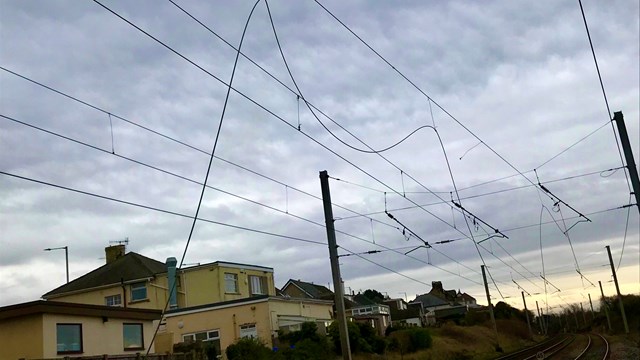 Passengers warned of delays after overhead lines damaged on the West Coast main line: Overhead line damage Hest Bank 3