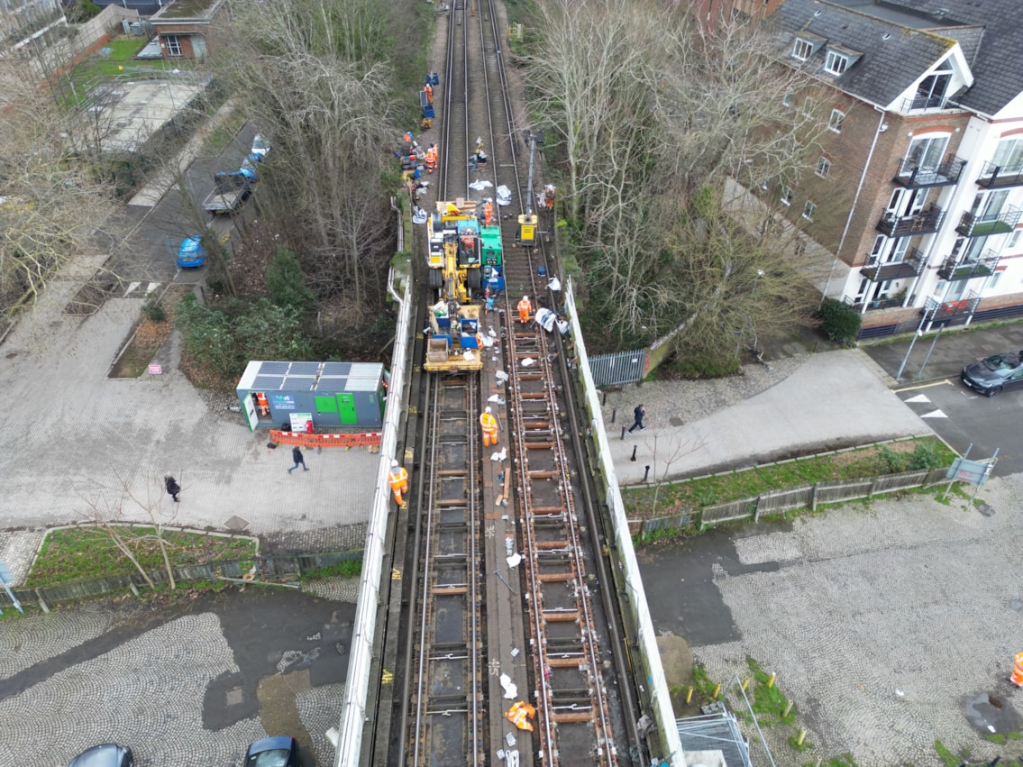 Kingston Bridge viewed from above during the works