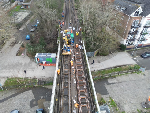 Kingston Bridge viewed from above during the works