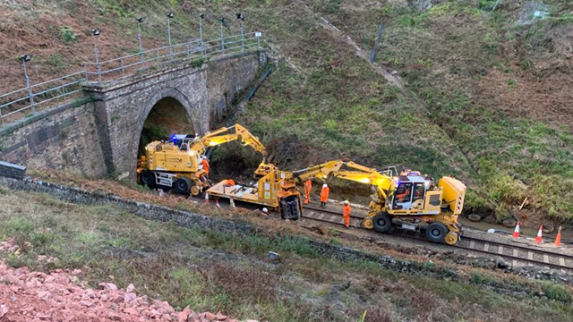 Engineering trains at Honiton tunnel