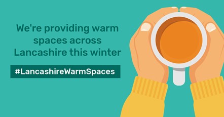 We're providing warm spaces across Lancashire this winter - social media graphic