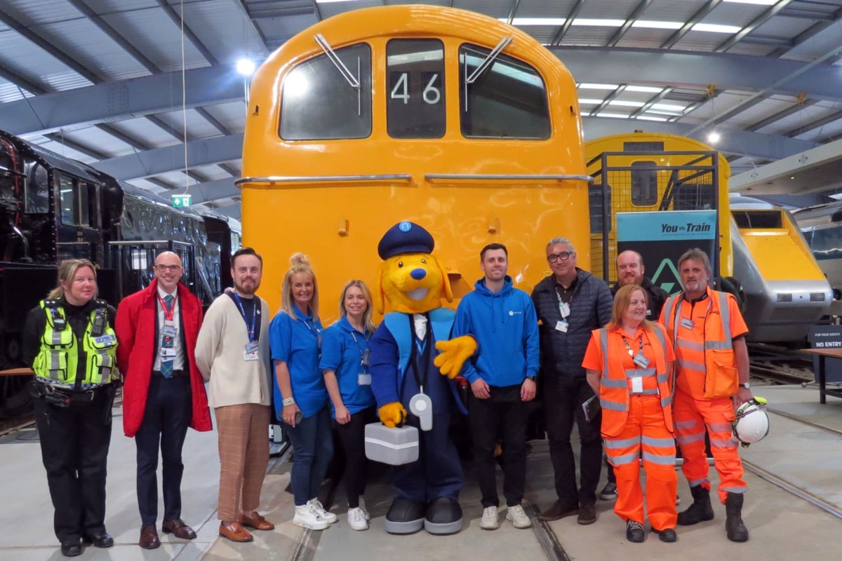 An image of staff who delivered rail safety sessions during the event in Shildon