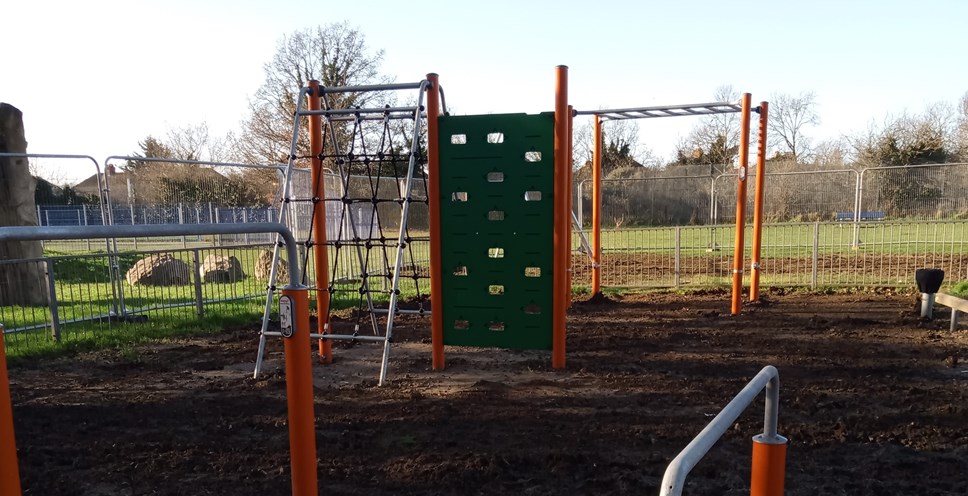 Work progresses on Reading Borough Council's improvements to the Courage Park playground