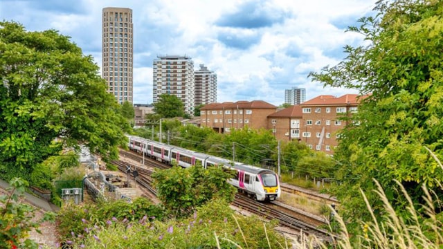 Choose rail this August bank holiday: c2c train at West Ham