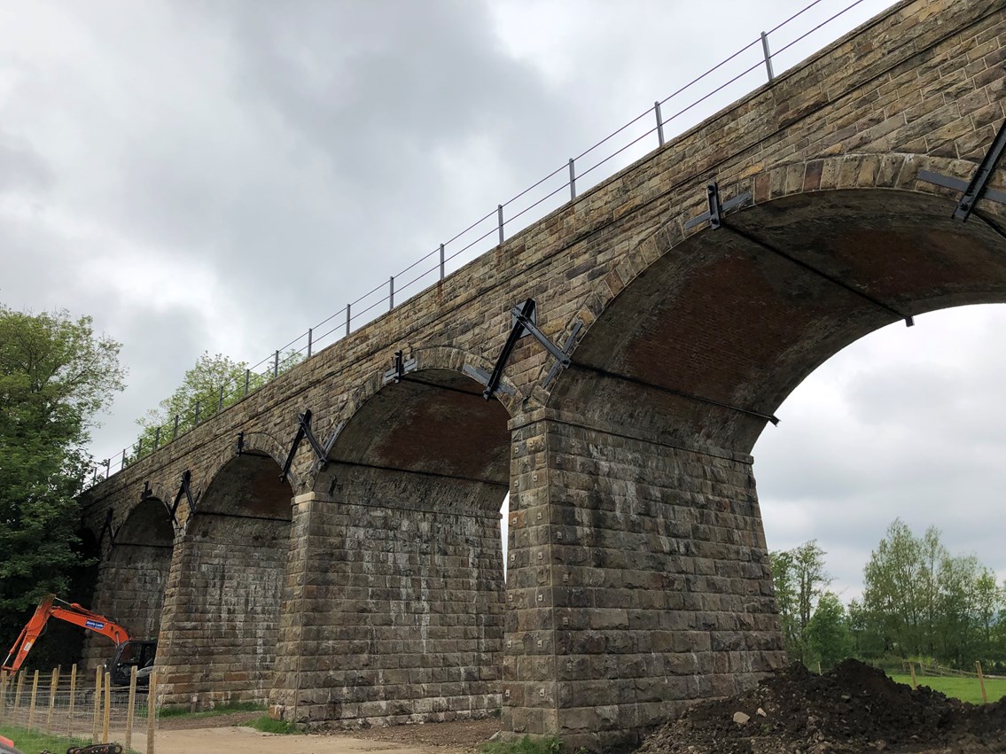 Victorian viaduct upgrade improves journeys for passengers in Lancashire: View of Capernwray viaduct