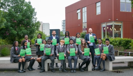 Mayor Philip Glanville, Deputy Mayor Cllr Anntoinette Bramble, and Cabinet Member for Environment and Transport, Cllr Mete Coban, after discussing the climate crisis with students from Cardinal Pole School 