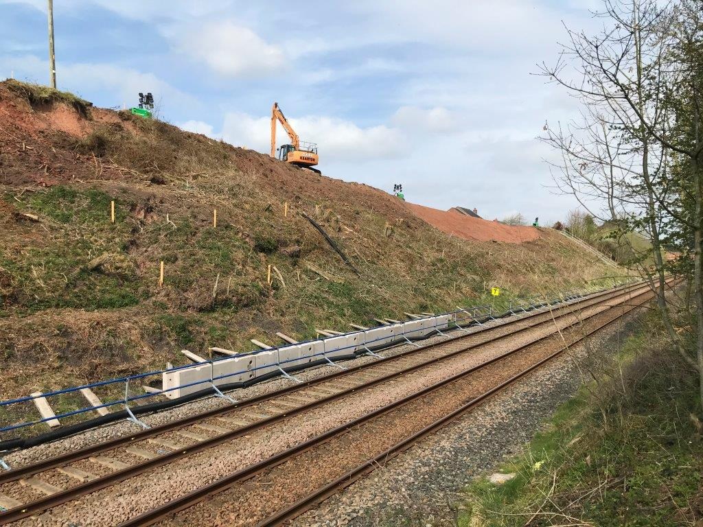 Cumwhinton cutting midway through the landslip protection work