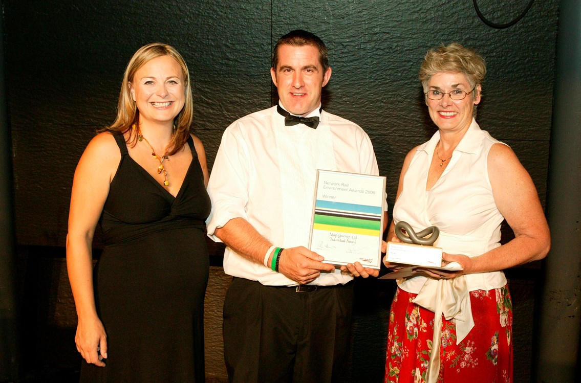 Individual Contribution Award winner - Craig O'Brien: Presented by Philippa Forrester and Yvonne Constance, a Network Rail non-Executive Director. Awarded to Craig O’Brien of May Gurney, who consistently performs over and above the remit of his job, working with a wide variety of groups to achieve solutions that preserve and improve the environment