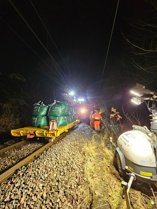 Engineers on site at Baildon working to reinstate trains, Network Rail