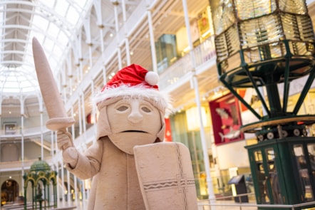 Lewis chess piece gets festive at the National Museum of Scotland © Duncan McGlynn