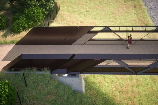 HS2 rural footbridge design view of abutment
