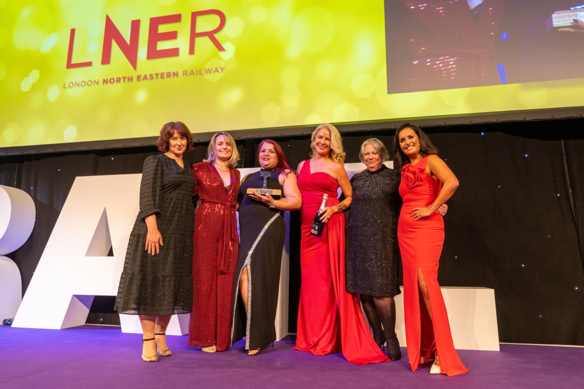 The LNER Package for a Friend team winning the Customer Service Excellence Award at the National Rail Awards.