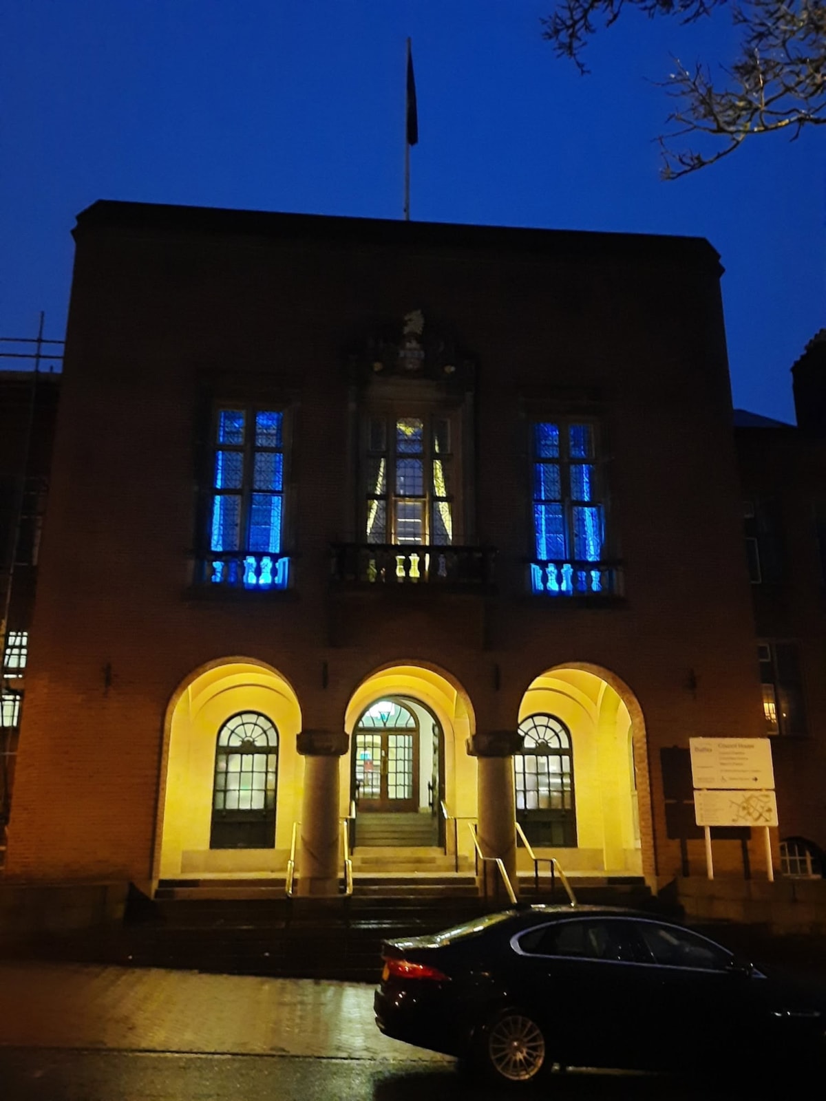 Council Building blue light