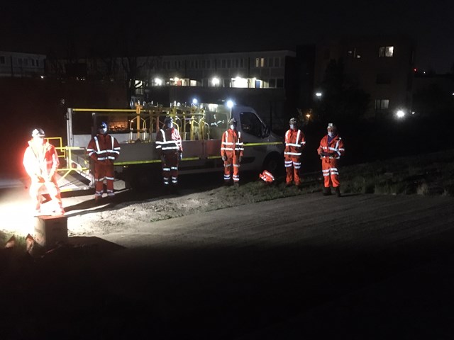 The team keeping track of maintenance on Anglia's main railway lines: Ben and his team