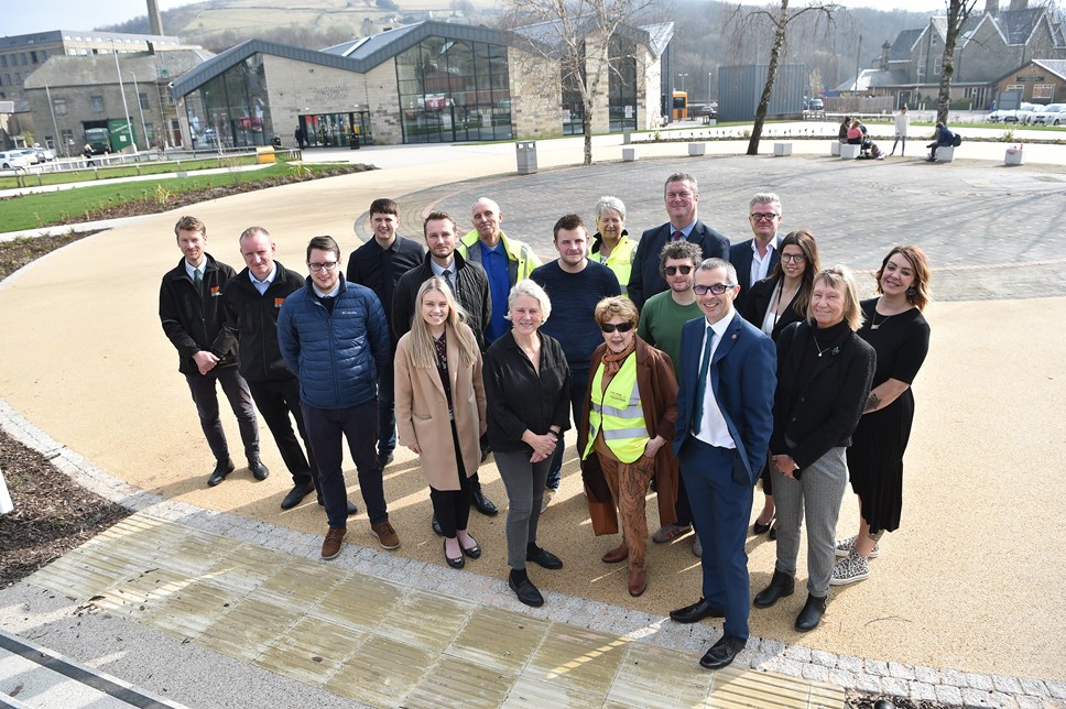 Lancashire County Councillor Aidy Riggott, cabinet member for economic development and growth joined Rossendale Borough Council representatives and members of the business community for the official opening of Rawtenstall Town Square for the