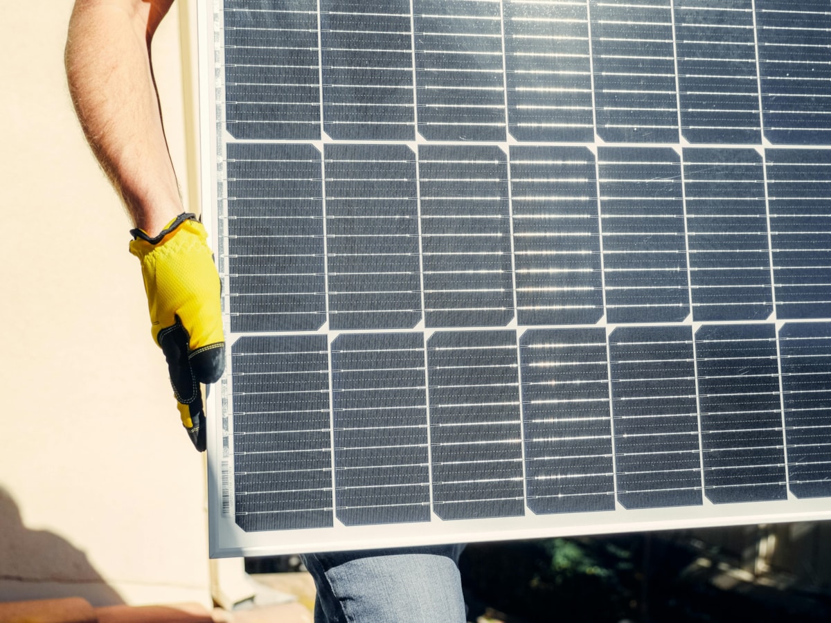 Solar panels being carried