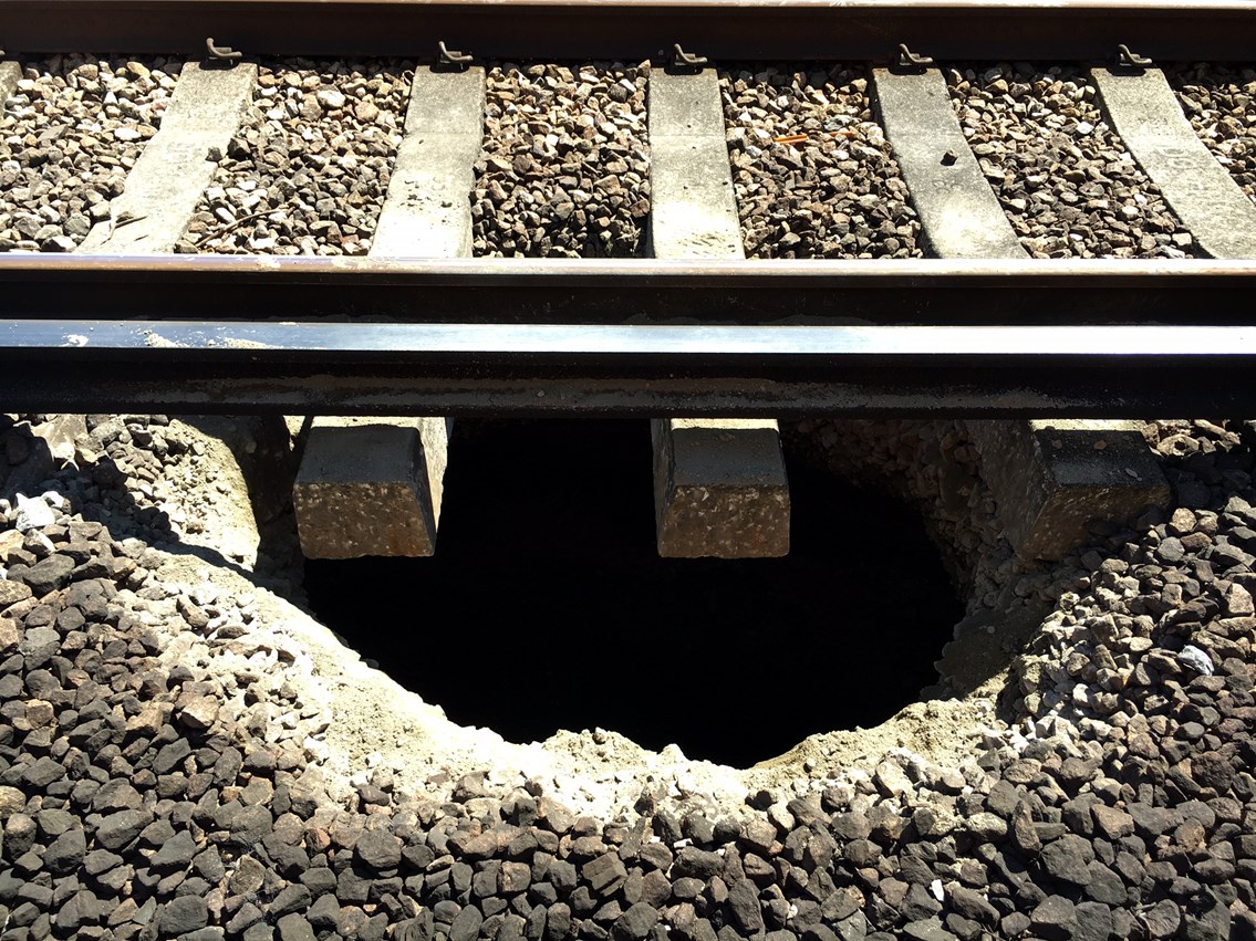 Work to repair hole at Forest Hill to continue for rest of the day and evening: Large hole discovered under Forest Hill railway tracks-2