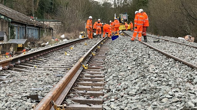 FInishing touches being made to new tracks in Whaley Bridge Feb 2023: FInishing touches being made to new tracks in Whaley Bridge Feb 2023