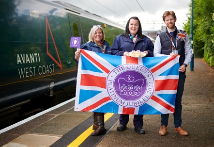 L - R: Joanna Buckley (Avanti West Coast Community Manager); Laura Warwick (Avanti West Coast Community Champion at Runcorn); Simon Brooks (Avanti West Coast Station Manager at Runcorn)