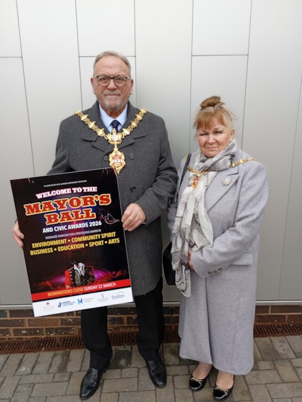 The Mayor and Mayoress of Dudley promoting the Civic Awards