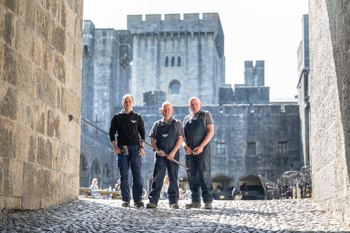 Quarrymen at Penrhyn Castle near Bangor.