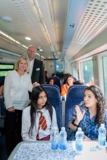 t Hon Justine Greening, Chair of the Purpose Coalition, South Eastern Railway’s People & Culture Director Steve Foster, Mulberry student and Nada Abouelhiga, Fleet Commercial Manager