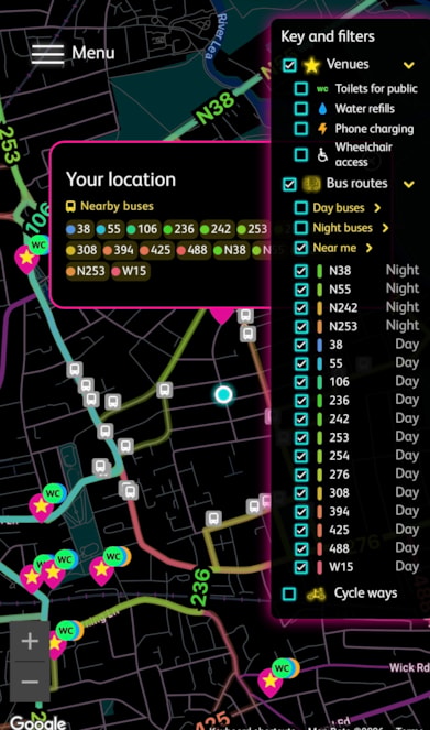 Routes home from your location