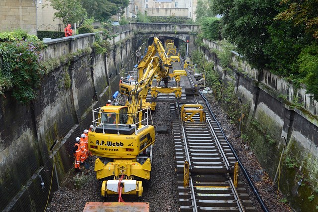 Track lowering in Sydney Gardens, summer 2015