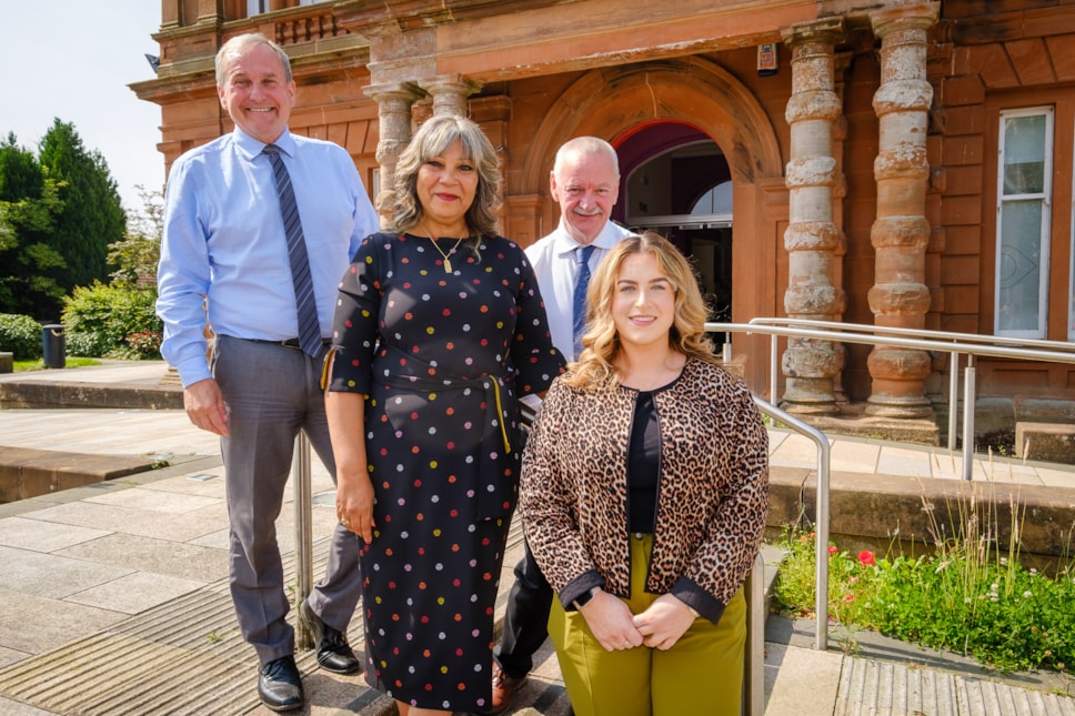 Cllr Jim McMahon, Minister Kaukab Stewart, Eddie Fraser, Amy Fraser