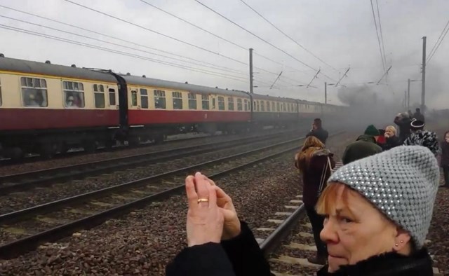Flying Scotsman fans urged to stay safe during North Yorkshire Moors Railway visit: People trespassing on the East Coast Main Line while the Flying Scotsman passes (1)