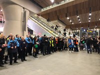 'Blue Monday' flashmob by rail employees across London stations: flash mob group-2
