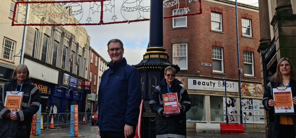 Councillor Barlow with Covid advisors in Stourbridge