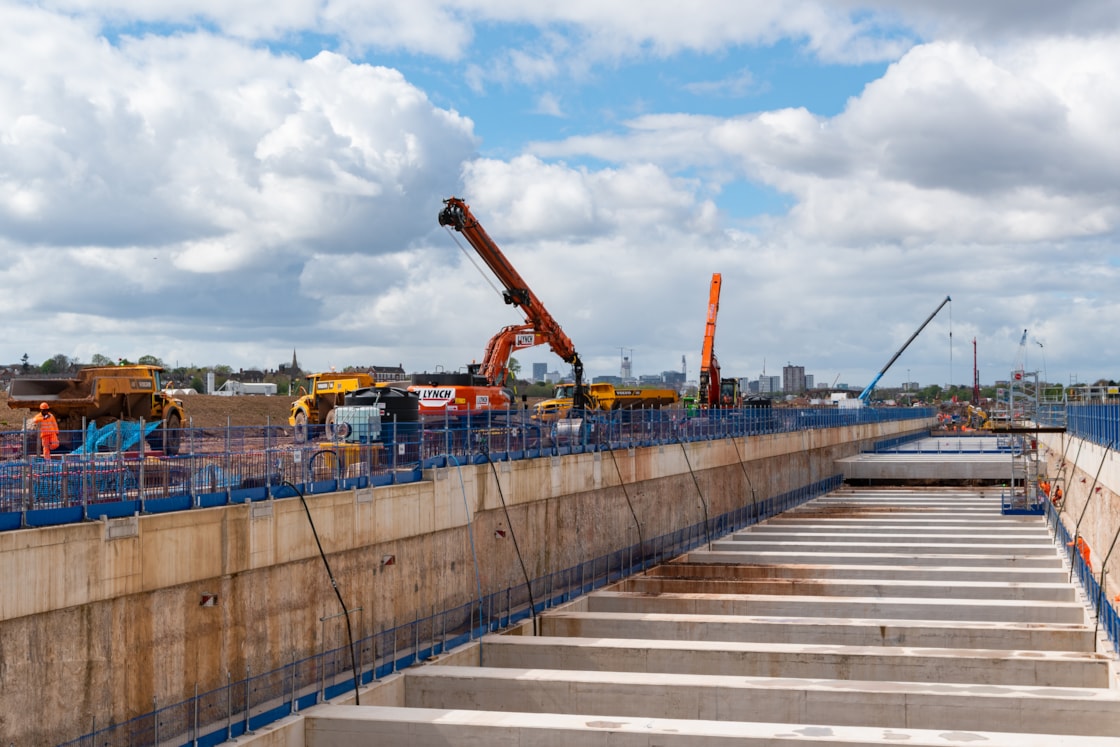 The top of the 750-metre-long underground portal structure