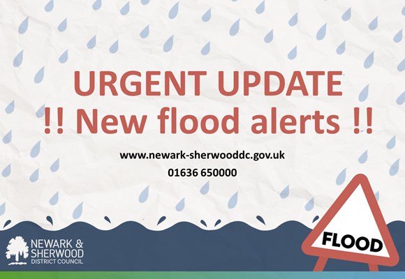 Urgent flooding update from Newark and Sherwood District Council: New Flood Alerts