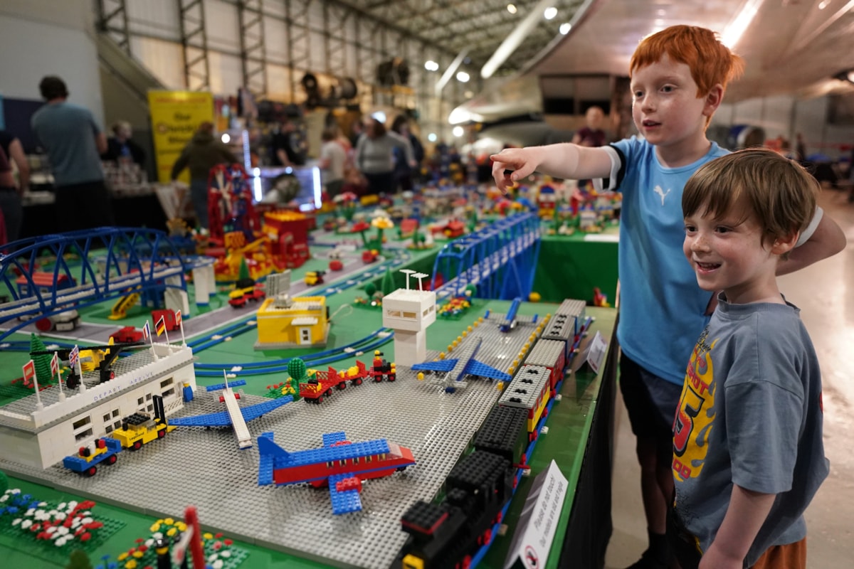 Families enjoy Awesome Bricks at the National Museum of Flight. Photo (c) Stewart Attwood (1)