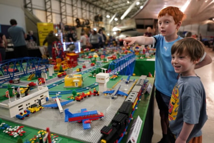 Families enjoy Awesome Bricks at the National Museum of Flight. Photo (c) Stewart Attwood (1)