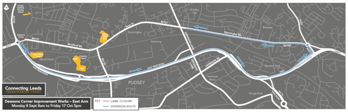 Dawsons Corner diversion map: Dawsons Corner diversion map