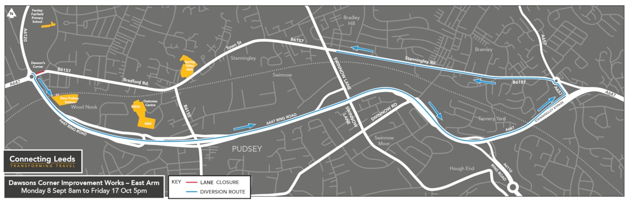 Dawsons Corner diversion map