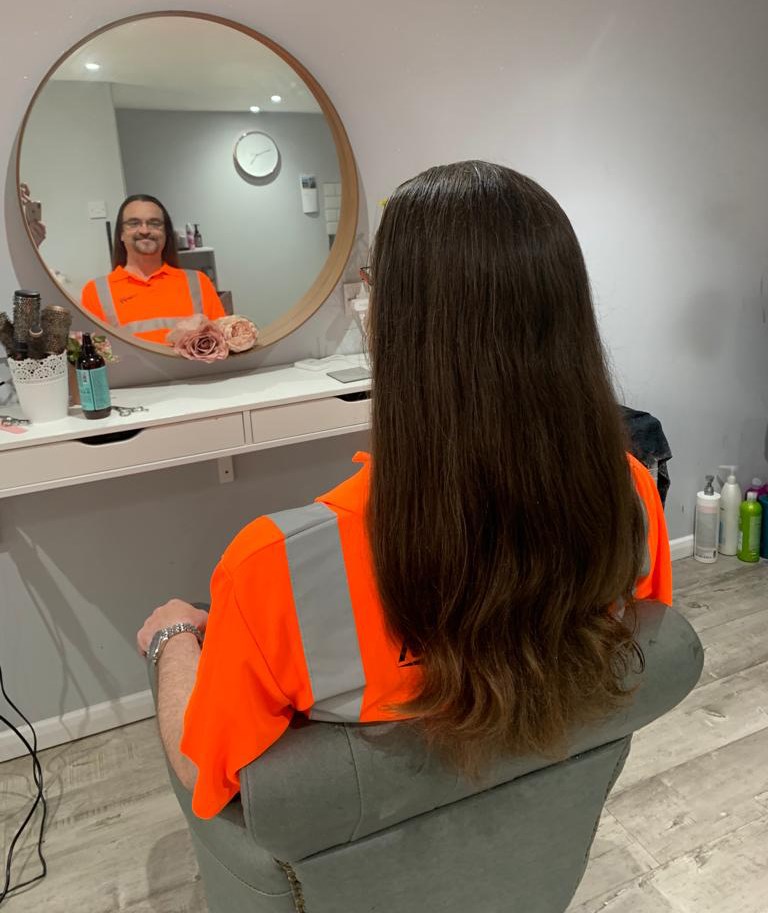 Stuart Hughes with hair ready for braiding copy