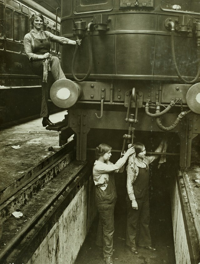 Female railway cleaners