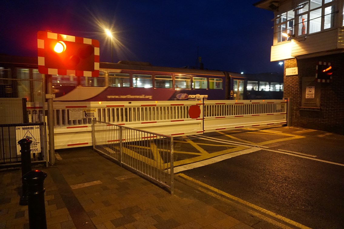 New railway crossing gates signal the end of traffic issues in Redcar: The first train passes new level crossing barriers at West Dyke Road, Redcar